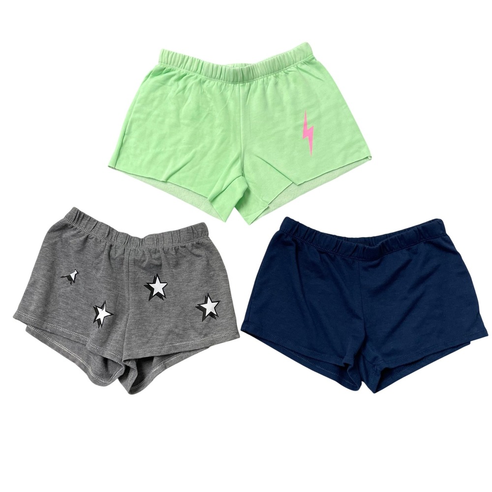 Firehouse Shorts Set Girls XL Kids Navy Gray Mint Green Star Lightning‎ Bolt 3pk
